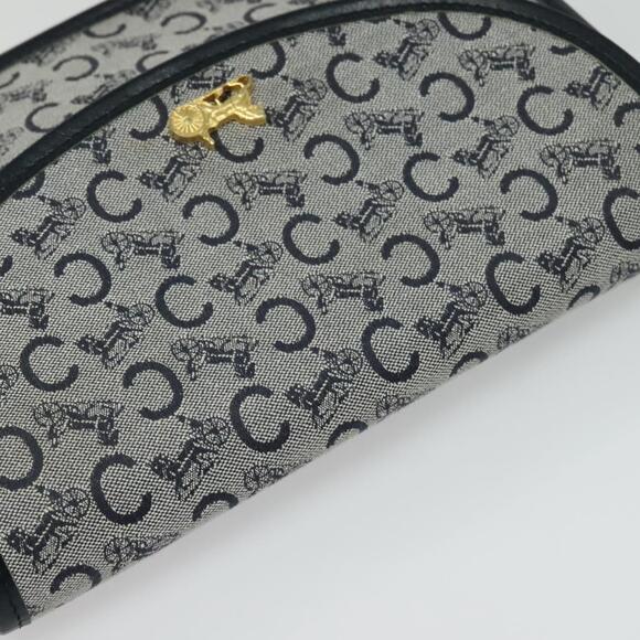 CELINE C Sulky Shoulder Bag Canvas Navy Gold - Picture 6 of 12